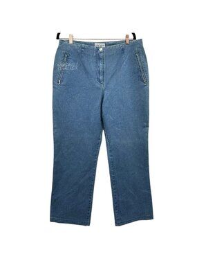 Vanilla High Rise Button Zip Pockets Pleated Medium Wash Denim Jeans 32